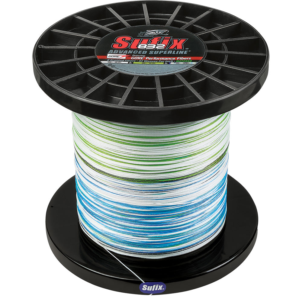 Sufix 832 Advanced Superline Bulk Metered 3000yds 130lb White  Neon Lime  Blue 6604130GHLCC