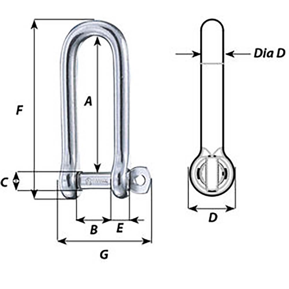 Wichard Captive Pin Long D Shackle  Diameter 6mm  14 1413W