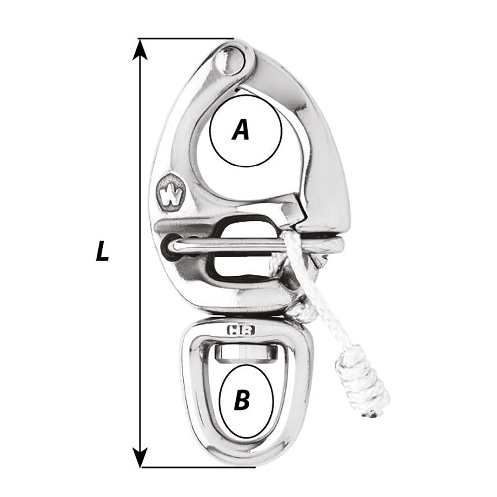 Wichard HR Quick Release Snap Shackle With Swivel Eye  90mm Length  33564 2675W